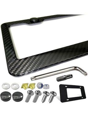 Sleek Carbon Fiber License Plate Frame | Durable Stainless Steel Tag Holder